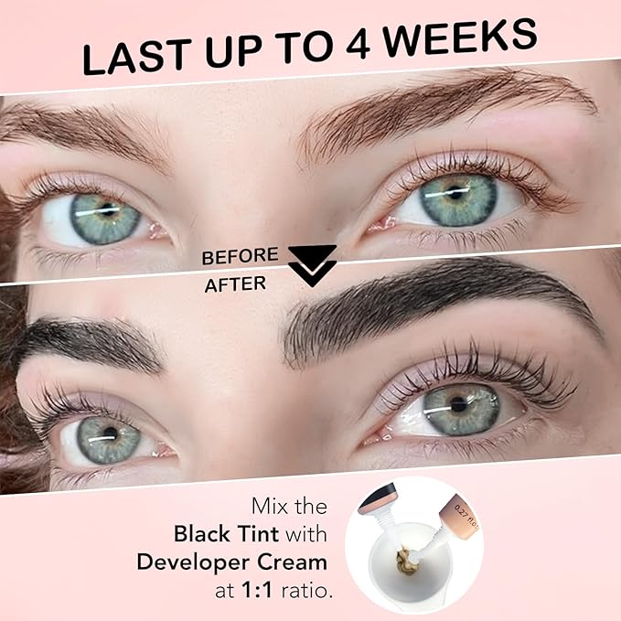 Lash Tint Kit Instant Black Eyelash Dye and Brow Tint 8ml Easy to Use with Natural Results for Beginner Salon Beauty