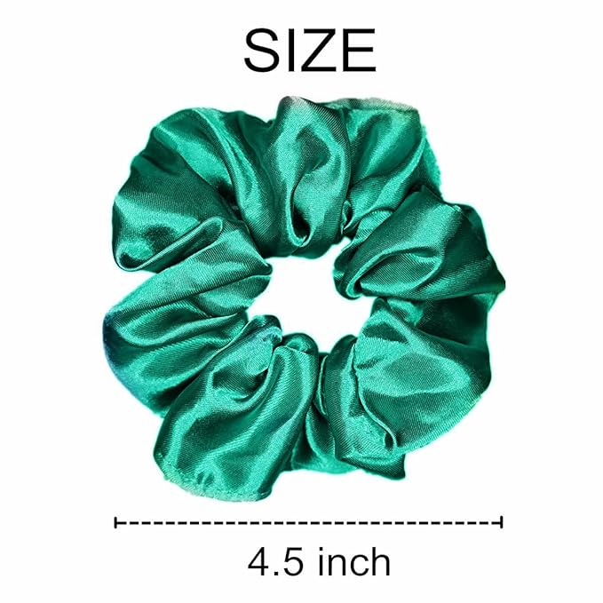 Sufermoe 12 Pcs Satin Silk Hair Scrunchies, Dark Green (4.5 Inch), Hair Ties, Hair Bands, and Ponytail Holders for Women and Girls