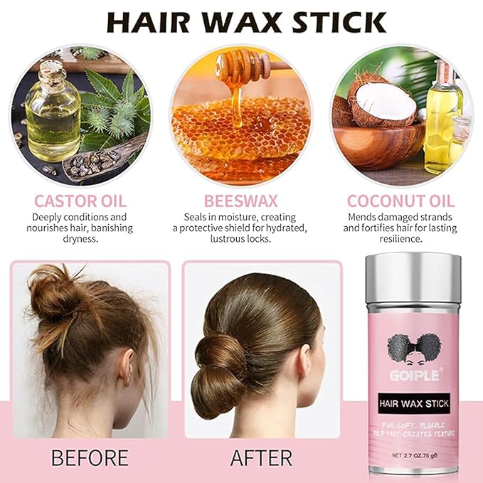 Slick Back Hair Brush Set Teasing Boar Bristle Brush, Hair Wax Stick, Edge Brushes, Rat Tail Comb, Teasing Comb, Wooden Slickback Hairbrush Accessories, Smoothing Combs for Women & Kids (5PCS)