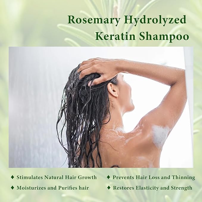 Rosemary & Biotin Shampoo for Hair Growth & Thinning Hair - Sulfate-Free, Vegan Formula with Hydrolyzed Keratin to Thicken, Strengthen & Revitalize Dry, Damaged Hair - For Men & Women