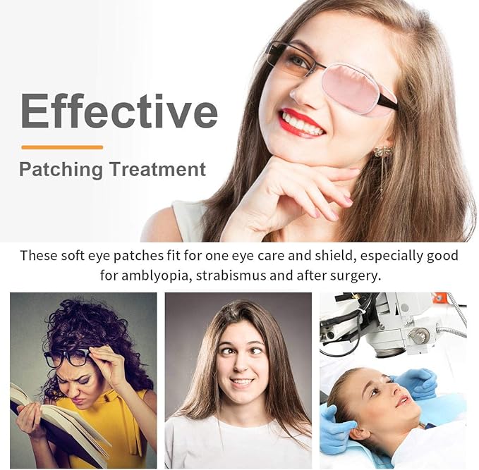 eZAKKA Eye Patches for Adults, Eye Patch Medical for Glasses, Silk Medical Eyepatch for Lazy Eye Patches for Women Amblyopia Strabismus and After Surgery (Brown+Orange)