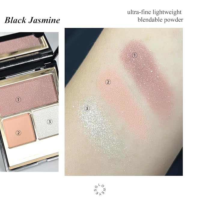 KYDA 3 Colors Eyeshadow Palette, Nude Peach Shimmer Rose Brown Eyeshadow, Pearl White Eyes Shadow, High Pigmented Lasting Ultra-fine Neutral Eye Shadow, Mini Eyes Glitter Makeup Pallet