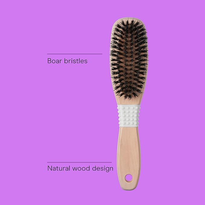 Conair Boar Bristle Hair Brush for Women, Natural Wood Handle Styling Brush for Sleek Slick Back Hair, Reduces Frizz, Adds Shine, Smooths & Detangles All Hair Types