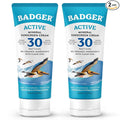 Badger Mineral Sunscreen Cream SPF 30, Zinc Oxide Sun Care, 98% Organic, Reef Safe, Water Resistant, Unscented Face and Body Sunscreen Travel Size, 2.9 fl oz, 2-Pack