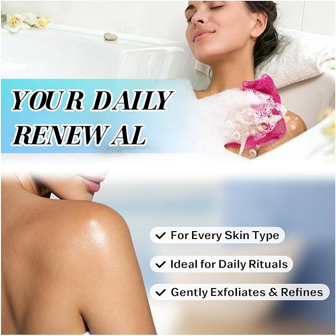 African Net Sponge Authentic Exfoliating Body Scrubber for Shower & Bath, Deep Cleansing Lather for Dead Skin Removal, Back Scrubber Gift for Women & Men（Rose Red）