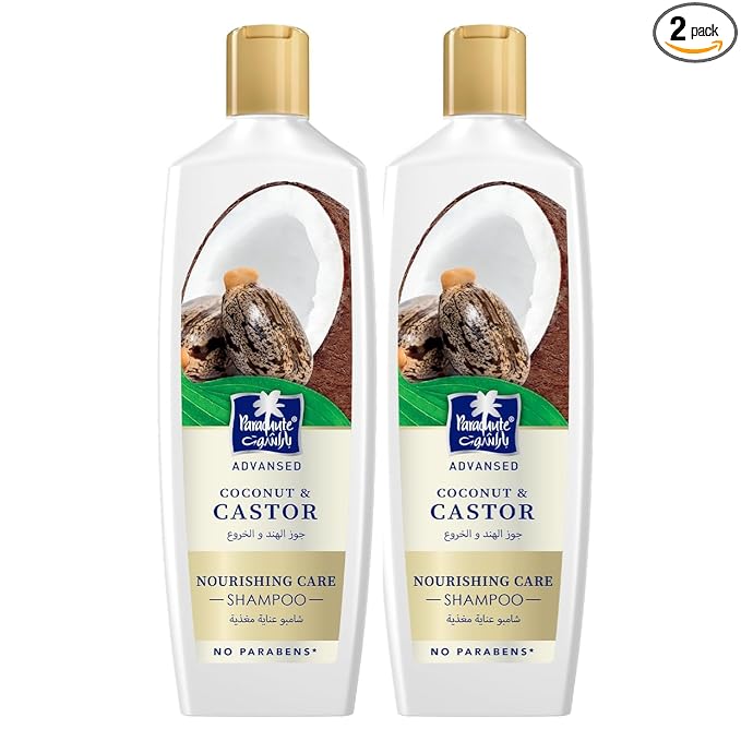Parachute Advansed Nourishing Care Castor Shampoo with Coconut | Tames & Nourishes Frizzy Hair| Makes Hair Thicker & Longer | 0% Harmful Chemicals | 11.4 Fl oz | Pack of 2