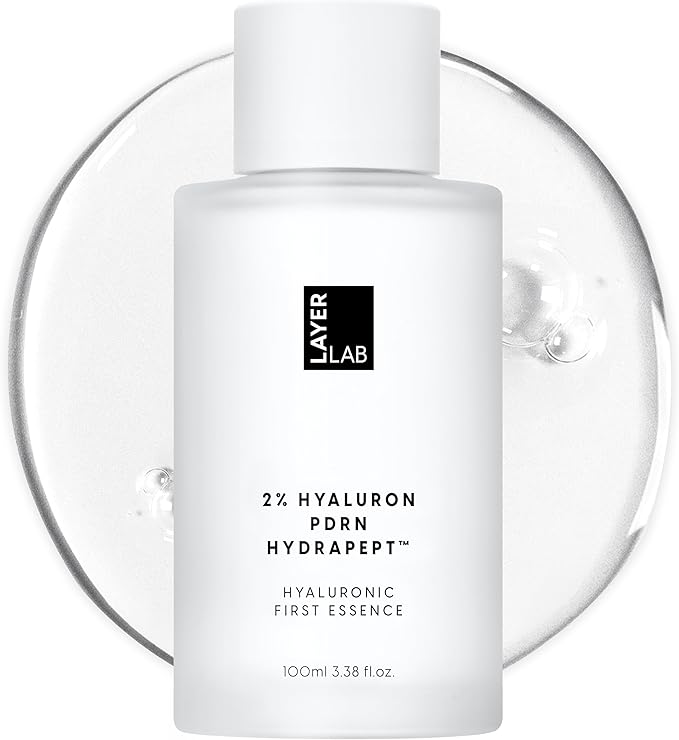 LAYERLAB Hyaluronic First Essence with PDRN & Peptides | Korean Skin Booster to Hydrate, Amplify Skincare Routine | 2% Triple Hyaluronic Acid Prep Essence for Face | 3.38 fl. oz.