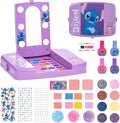 Disney Stitch Beauty Vanity Set with Light-Up Mirror, Includes Lip Gloss, Eyeshadow, Blush, Brushes, Nail Polish, Accessories, Batteries Not Included, Ages 13+, for Gift-Giving, by Townley Girl
