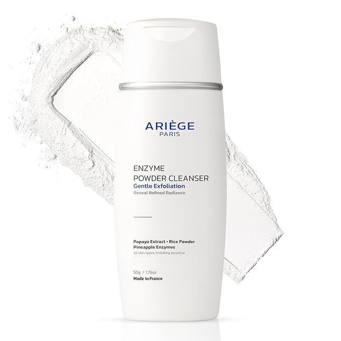 ARIGE PARIS Gentle Face Cleanser Enzyme Powder Face Wash, Rice Cleanser and Rice Exfoliator for Face, Water-Activated Travel Face Wash, 99.8 Percent Natural, Made in France
