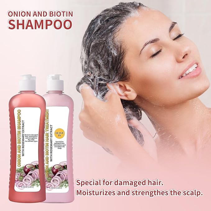 Onion Rosemary Shampoo, Rosemary Shampoo and Conditioner, for Soft Hair & Shine for Hair Growth, Hair Loss and Thinning Hair