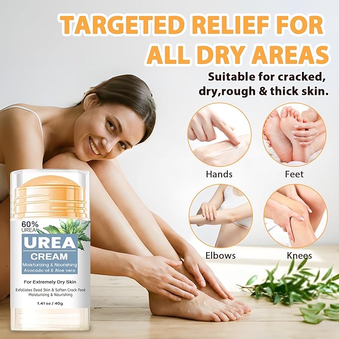 60% Urea Cream Stick plus 2% Salicylic Acid for Feet Maximum Strength - Foot & Hand Repair Balm for Extremely Dry Skin, Moisturizes Cracked Heels, Knee, Elbow and Hand, Callus Remover & Skin Soften