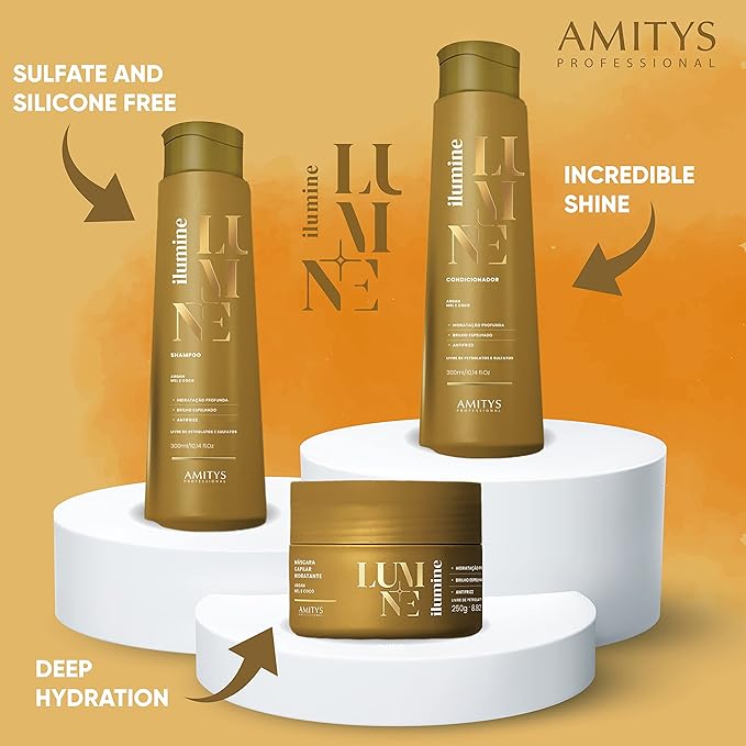 Ilumine Hair Mask, Deep Hydrating, Coconut Oil, Honey Extract, Clean Shine, Anti-Frizz, Petroluem-Free, Sulfate-Free, Paraben-Free, Vegan, 250 grams