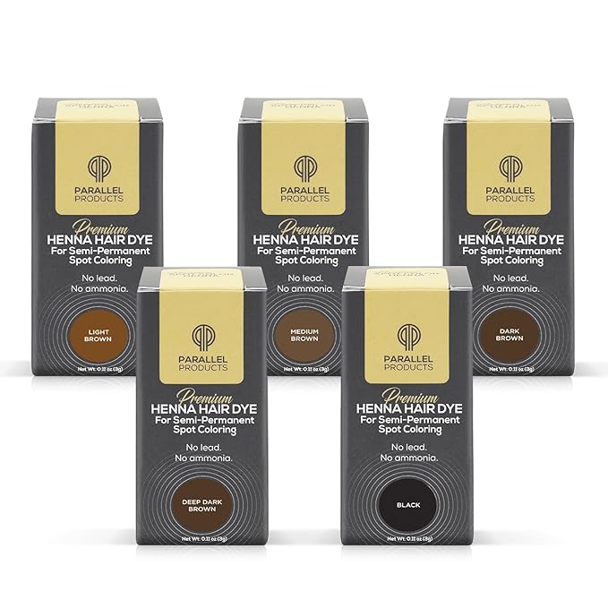 Parallel Products Spot Color Henna Kit - Henna Hair Dye - 3 grams - Tint for Professional Spot Coloring - With Mixing Dish - Covers Grey Hair - Root Touch Up (Medium Brown)