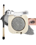 Silver Grey Shimmer Single Nude Eyeshadow Palette,Glitter Smooth Velvet Pressed Powder Eye Shadow,Longwear High Pigment Mini Monochrome Eyeshadow Lightweight Blendable Formula Women Daily Makeup-11