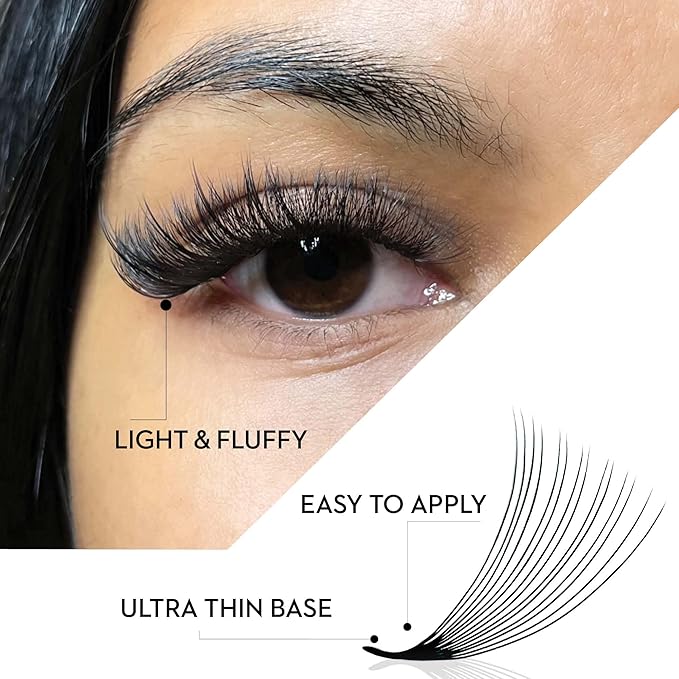 One V Salon, 500 Loose Professional Use Premade Fans Eyelash Extensions, D Curl Volume Lashes,10D 20D 14D-0.05 Thickness, 9-16mm Fluffy Handmade Fan Mixed Tray