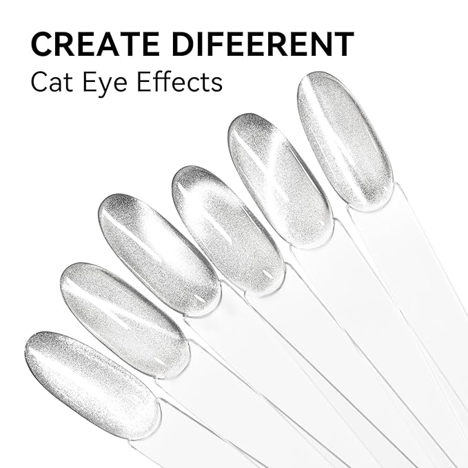 MAYCHAO 15ML Silver Glitter Cat Eye Gel Nail Polish 1Pc Glitter Cat Eye Gel Polish with Magnet Soak off Holographic Magnetic Nail Polish for Nail Art Manicure Salon DIY at Home, 0.5 OZ