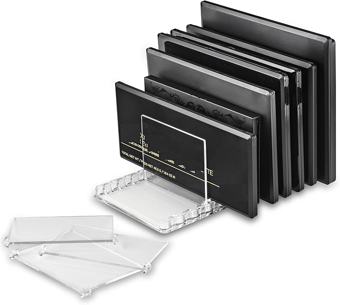 Acrylic Makeup Storage Eyeshadow Palette Organizer w/Removable Dividers 10 Space Display Case Fits Virtually All Blush Powder Pallet Sizes (3)