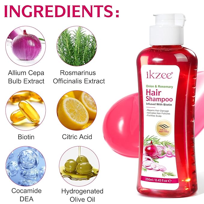 Onion Biotin and Rosemary Shampoo and conditioner Treatment Set, All Hair Types Conditioner Hair Care, Thinning Hair, Reduce Hair Loss -Soft and Shine - Promotes Growth for Fuller Healthier