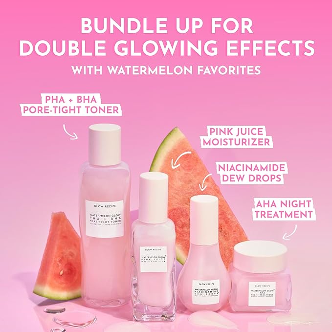 Glow Recipe Watermelon Glow AHA Night Treatment, Travel Size Overnight Mask, AHA Exfoliating Treatment with Glycolic + Lactic Acid, Hyaluronic Acid + Niacinamide, Smooth Even Tone Glow (25 ml)