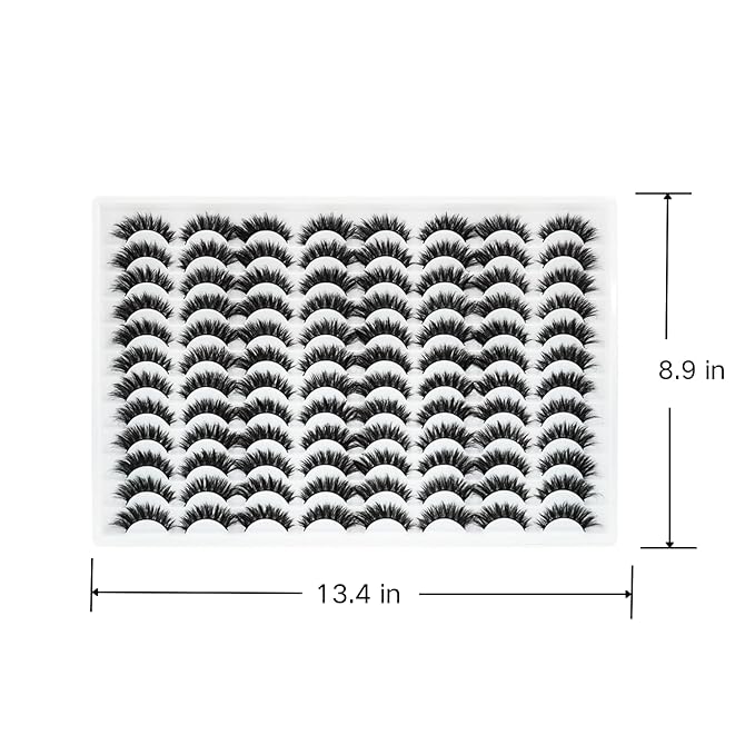 Azenlo False Eyelashes 48 Pairs Faux Mink Lashes 10-18mm Wispy Lashes 3D Fluffy Cat Eye Lashes Pack Bulk Wholesale Strip Long Lashes(style 48-036)
