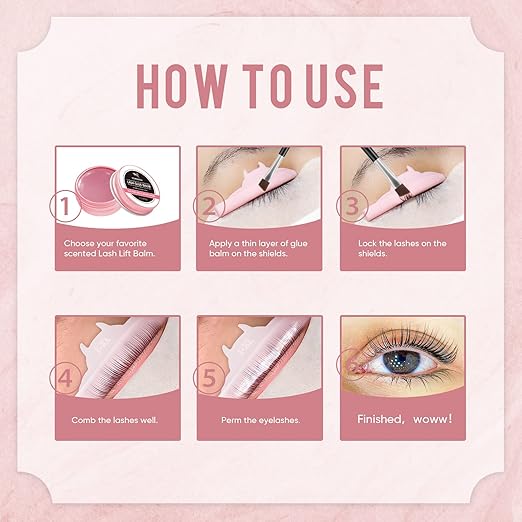 PERMANIA Lash Lift Balm Glue, New Eyelash Lifting Adhesive，0.35oz/10g Lash Lift Glue Strong Viscosity and Water Solubility for Lash Perm Kit (Rose)