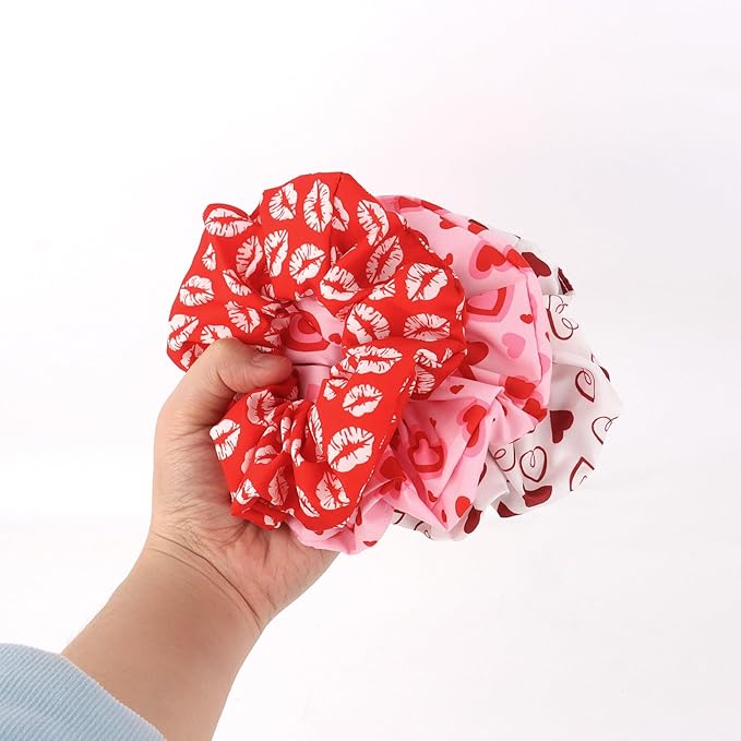Silk Satin Scrunchies for Women Girls 12 PCS Valentine Hair Scrunchies Silk Satin Hair Ties for Thick Hair Bulk Hair Ties Hair Accessories
