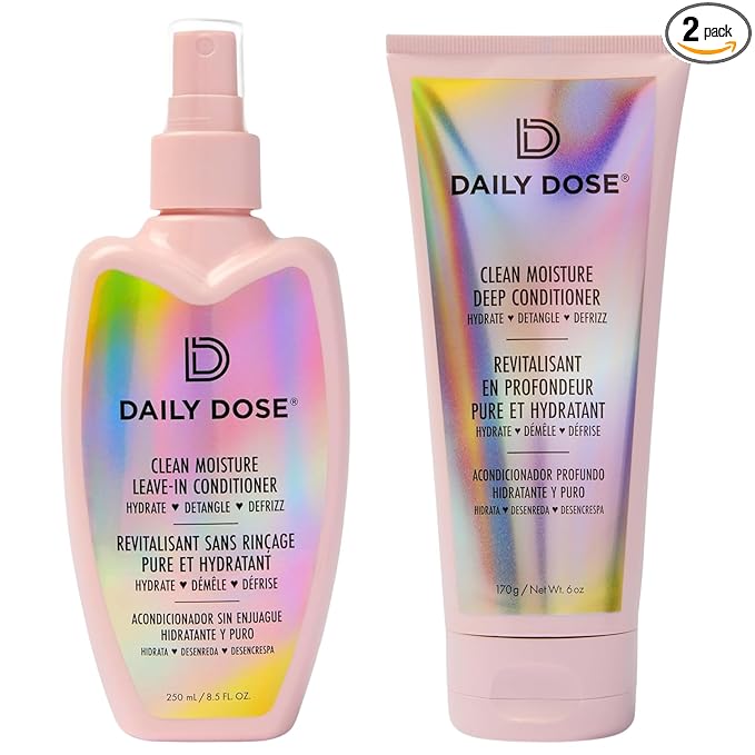 DAILY DOSE Award-Winning Moisture Duo – Leave-In Conditioner Detangler Spray + Deep Conditioning Hair Mask – Hydrates, Restores, and Smooths Dry, Damaged, Color-Treated Hair for All Hair Types