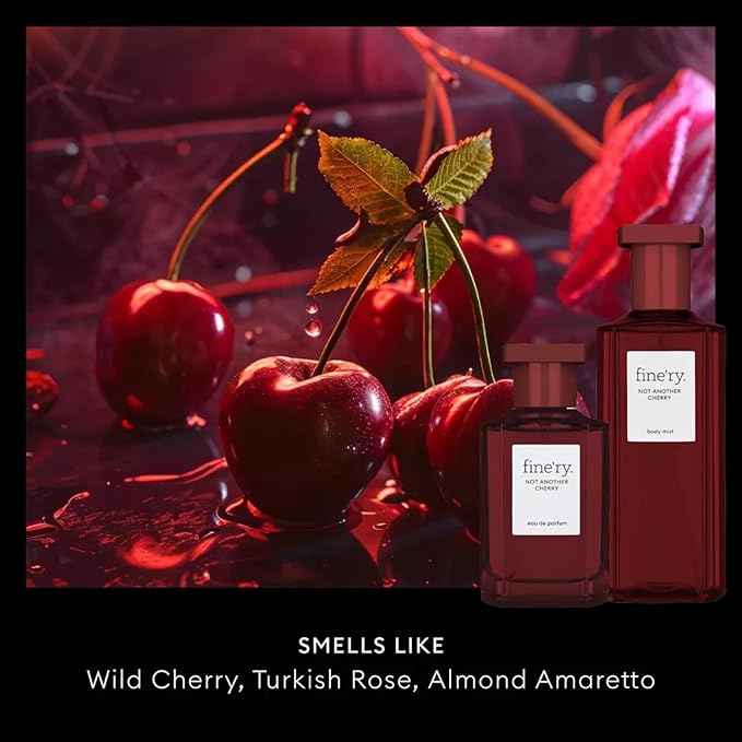 Fine'ry Cherry Almond Hair + Body Fragrance Mist Spray for Women - Rich, Fruity Gourmand Scent - Not Another Cherry, Rose & Almond Amaretto, Cruelty-Free, Long-Lasting, Body Spray for Girls (5 Fl Oz)
