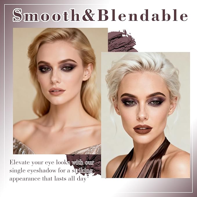 MEICOLY Velvet Plum Single Eyeshadow,Cream Matte Eye Shadow,Pressed Powder Eyeshadow,Matte Shade Eyelid Color Eye Makeup for Women and Girls,High Pigment,Long Wear,Waterproof,Natural,Intense Color