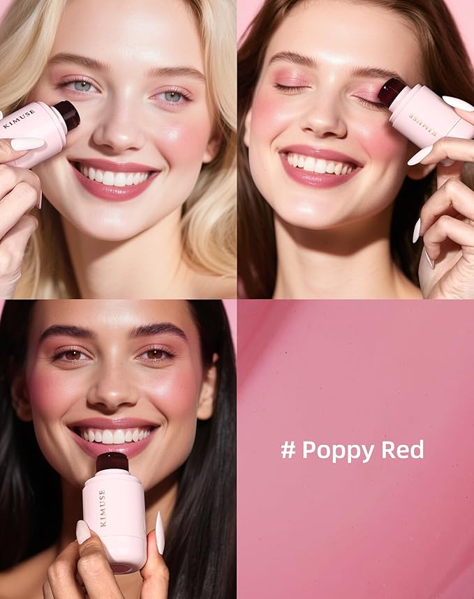 KIMUSE Jelly Cheek & Lip Tint, Watercolor Blush, Multi-Use Makeup, Tint for Cheeks, Lips & Eyes, Lightweight, Sheer & Buildable Color, Vegan Formula, Cruelty-Free