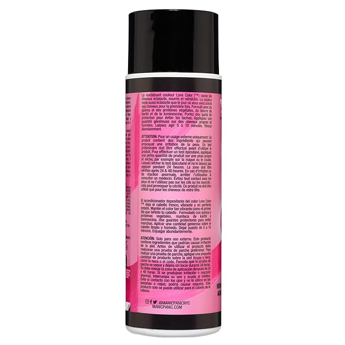 MANIC PANIC Cool Bright Neon Pink Color Depositing Conditioner - Love Color Hair Conditioner Keeps Hair Vibrant, Nourished & Refreshed - Formulated with Shea Butter & Quinoa - Pink Passion (8oz)