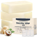Beef Tallow Soap Bar, Natural Grass Fed Tallow Soap for Face Body Hand, Deep Cleansing, Moisturizing Facial Cleanser Body Wash, Organic Bath Soap Great for Dry, Itchy, Sensitive Skin - 3 Pack