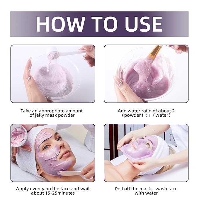 Hydro Jelly Masks for Women Home Spa,Hydrating & Moisturizing Peel-Off Rubber Gel Face Mask Skin Care,Professional Jelly Mask for All Skin Types 23 Fl Oz（Bluberry）