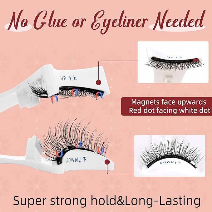 Higu clace Magnetic-Eyelashes with Applicator 4 Pairs Magnetic-Lashes Natural Look Wispy Magnet Lashes Easy to Wear and Remove（DJCX-A03)