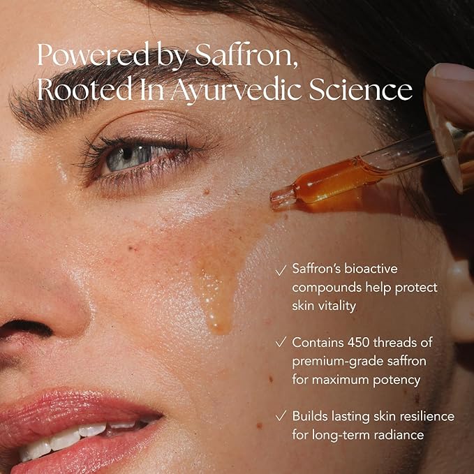 RANAVAT BOTANICS Brightening Saffron Serum - Discoloration Correcting Face Serum, Dark Spot Corrector, Vitamin C Alternative & Hyperpigmentation Treatment - Leaves Skin with a Healthy Glow (1 oz)