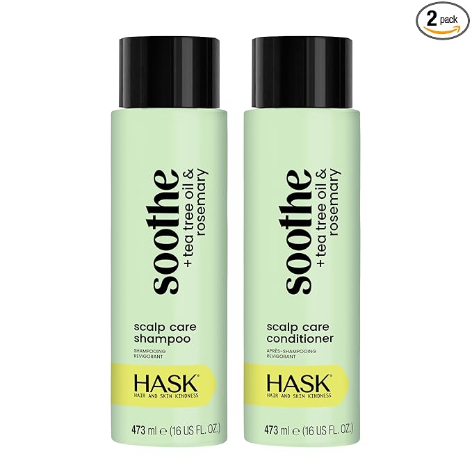 HASK Shampoo + Conditioner Set | Color Safe, Sulfate-Free, Paraben-Free, Gluten-Free, Cruelty-Free | 16oz each, 2 Pack