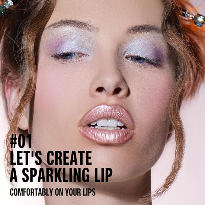 evpct Pink Shimmery Metallic Lip Liner and Lipstick Combo, Cone Tip Lip Crayon for Women Long Lasting Waterproof, Metal Shinny Hydrating Lipstick Makeup, Glitter Lips Liner Pencil for Shimmery Shade