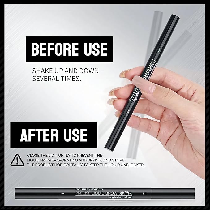 NinjaTiger Eyebrow Pencil Brow Pen - 2-Pack 2-IN-1 Dual-Ended Eye Brow Pencils 2-Fork-Tip Microblading Eyebrow Pen for Women Waterproof Eyebrow Pen with Brow Brushes Dark Brown ＆ Black Brown