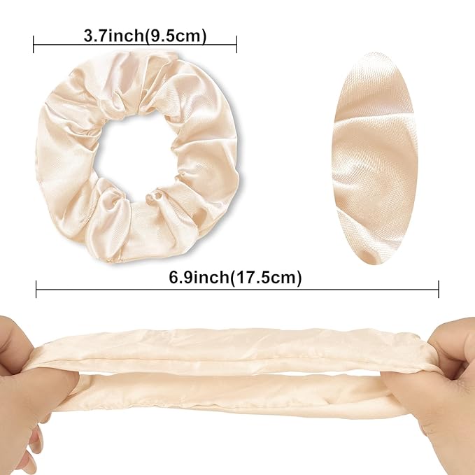 Silk Satin Scrunchies for Women Girls 12 PCS Ivory White Hair Scrunchies Silk Satin Hair Ties for Thick Hair Bulk Hair Ties Hair Accessories