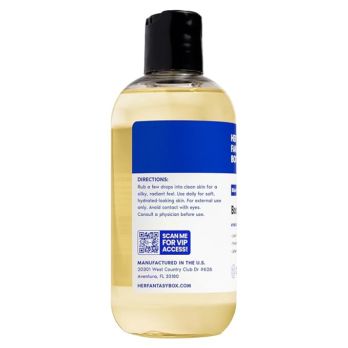 Her Fantasy Box | Body Splash Blueberry Crème Fragrance Oil – Fruity Creamy Berry Scent with Vanilla Sugar & Citrus Notes, Lightweight Hydrating Body Oil, Vegan & Cruelty Free