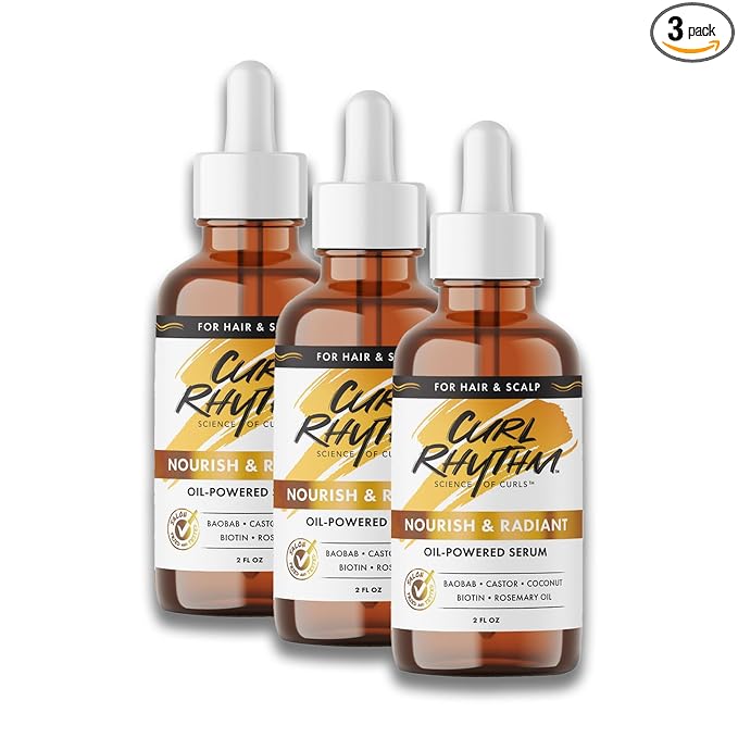 Nourish and Radiant Oil-Powered Serum - Nourishing Hair Oil - Non-Greasy Scalp Care - Hair Serum with Biotin for All Hair Types - 3 pc
