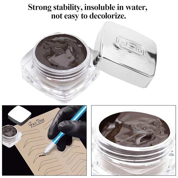 Eyebrow Microblading Kit, Permanent Tattoo Practice Set with Blades, Pigment, Practice Skin, Ruler, Repair Gel, Ring Cup, Finger Gloves, Pencil