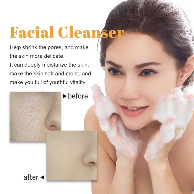 2 Pcs Turmeric Foaming Face Wash, Deep Cleansing Glow Wash Turmeric Facial Cleanser With Brush.