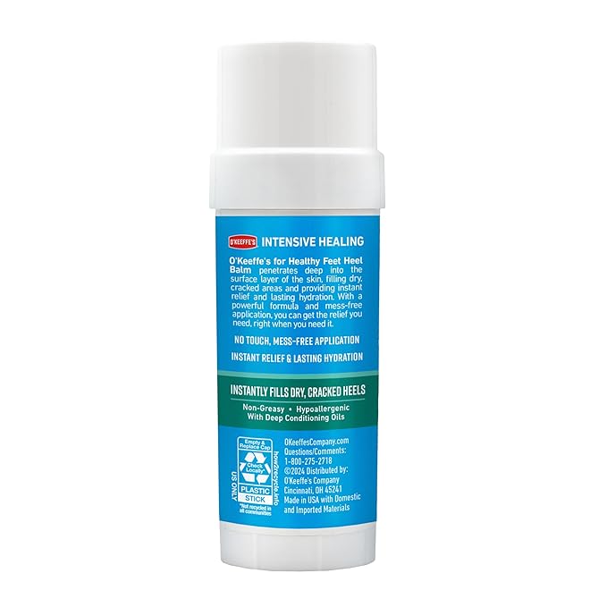 O'Keeffe's for Healthy Feet Intensive Healing Balm; Guaranteed Relief for Extremely Dry; Cracked Feet; Heel Balm that Instantly Fills Dry; Cracked Heels; 2.2oz Balm Stick, (Pack of 2)