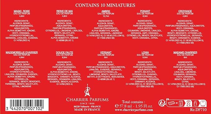 Charrier Parfums 10 Eaux de Parfum Luxurious Gift Box - Made in Provence, France - 57.8 ml