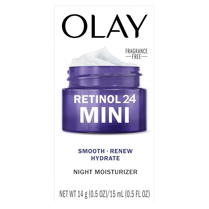 Olay Retinol 24 Face Moisturizer, Anti-Aging Night Cream for Women, Trial Size, Fragrance-Free, Non Greasy, Anti-Wrinkle, Smooth Fine Line, Tightening Skin Care, Peptides, Glycerin, 0.5Oz (Pack of 2)