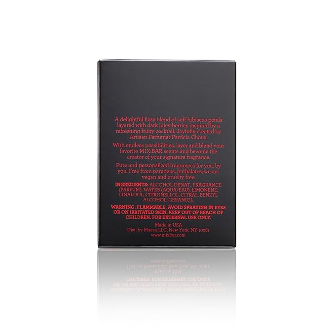 MIX:BAR Sparkling Hibiscus Perfume for Women - Bergamot, Hibiscus, Cashmere Musk, Champagne Bubble Fragrance Notes - Fruity Scent Eau de Parfum Spray Cologne - Bergamot Oil Hair Mist Perfume - 1.7oz