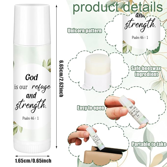 50 Pcs Christian Lip Balm Bulk Bible Verses Lip Balm Scripture Christian Gifts for Women Faith Religious Church Party Favor Inspirational Gift for Mother Teacher Nurse Employee Coworker (Eucalyptus)