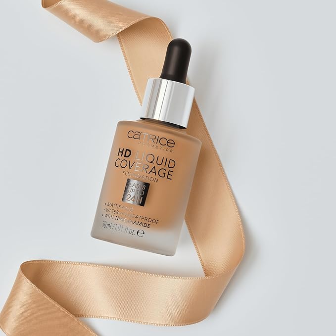 Catrice | HD Liquid Coverage Foundation | 24H Wear, Matte Finish, High Coverage, Waterproof Formula with Niacinamide | Vegan & Cruelty Free (066 | Warm Toffee)