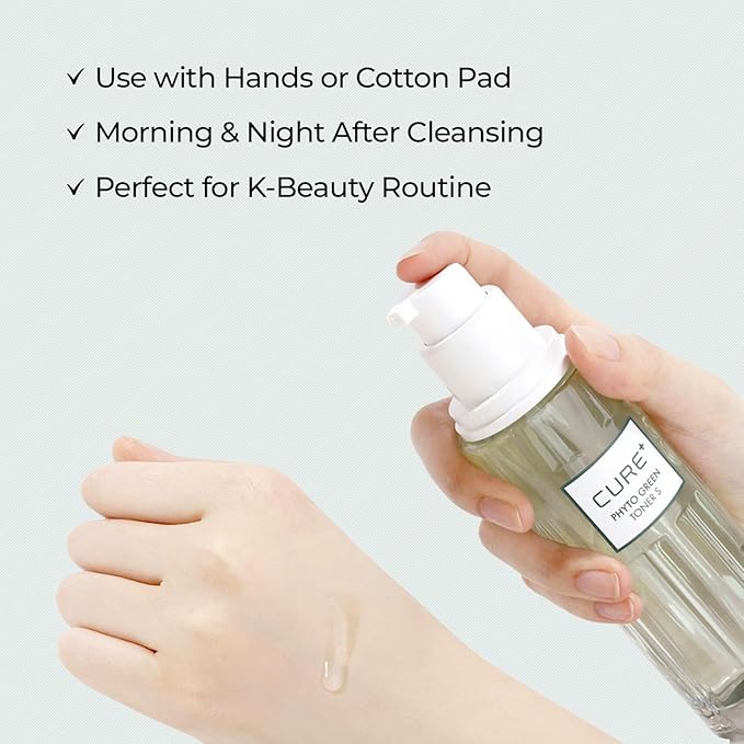 Cure Phyto Green Toner Essence with Aloe Vera & Green Tea, Soothing Korean Face Toner for Sensitive Skin, Alcohol-Free Hydrating Formula, 4.4 fl oz. Kim Jeong Moon Aloe